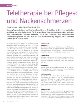 Vorschauseite 1: Teletherapie bei Pflegeschülern mit Rücken und Nackenschmerzen