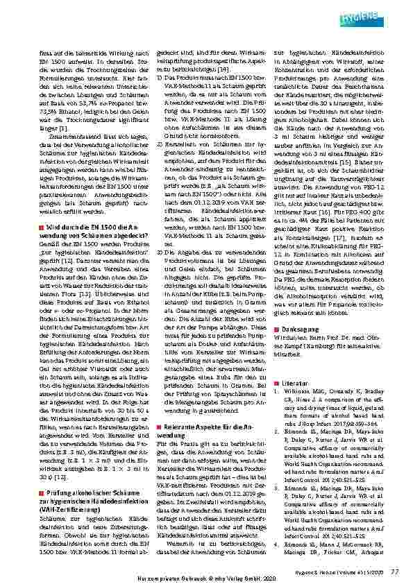 Vorschauseite 2: Wirksamkeitsprüfung von alkoholischen Schäumen zur hygienischen Händedesinfektion - Mitteilung der Desinfektionsmittel-Kommission im VAH