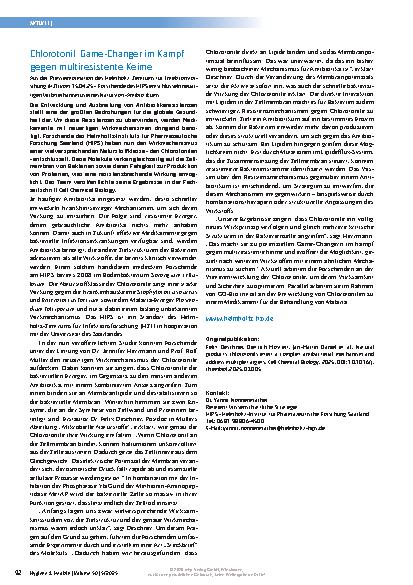 Vorschauseite 1: Chlorotonil: Game-Changer im Kampf gegen multiresistente Keime