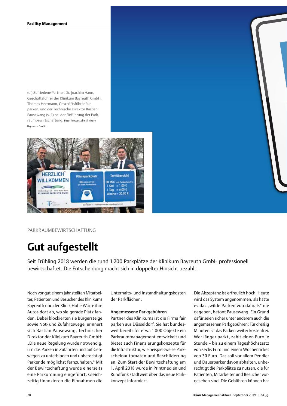 Vorschauseite 1: Parkraumbewirtschaftung: Gut aufgestellt