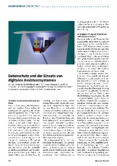 Vorschauseite 1: Datenschutz und der Einsatz von digitalen Assistenzsystemen