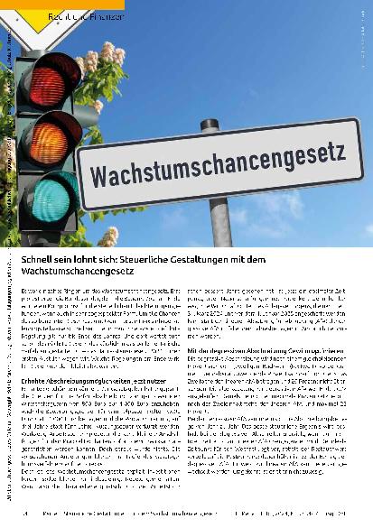 Vorschauseite 1: Schnell sein lohnt sich: Steuerliche Gestaltungen mit dem Wachstumschancengesetz