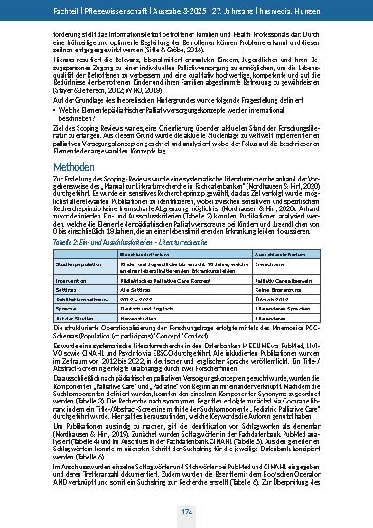 Vorschauseite 4: International beschriebene Elemente der pädiatrischen Palliativversorgung. Ein Scoping Review