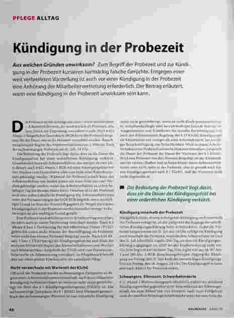 Vorschauseite 1: Kündigung in der Probezeit