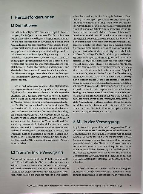 Vorschauseite 2: Maschinelles Lernen in der medizinischen Versorgung