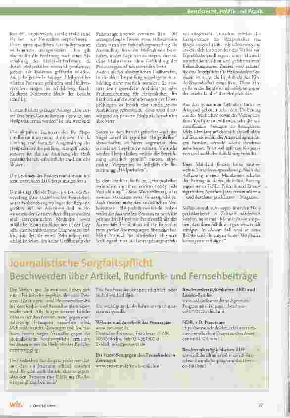Vorschauseite 2: Der Panorama-Beitrag vom 31.10.2019 diskreditiert den gesamten Berufsstand.