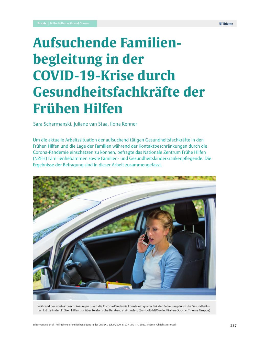 Vorschauseite 1: Aufsuchende Familienbegleitung in der COVID-19-Krise durch Gesundheitsfachkräfte der Frühen Hilfen