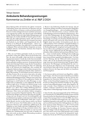 Vorschauseite 1: Ambulante Behandungsweisungen Kommentar zu Zinkler et al R&P 2/2024