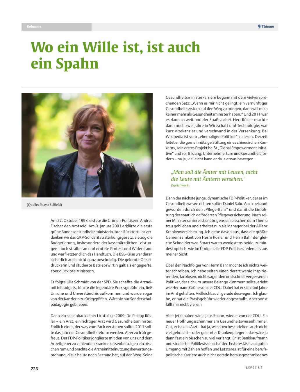 Vorschauseite 1: Wo ein Wille ist, ist auch ein Spahn