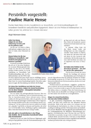 Vorschauseite 1: Persönlich vorgestellt: Pauline Marie Hense