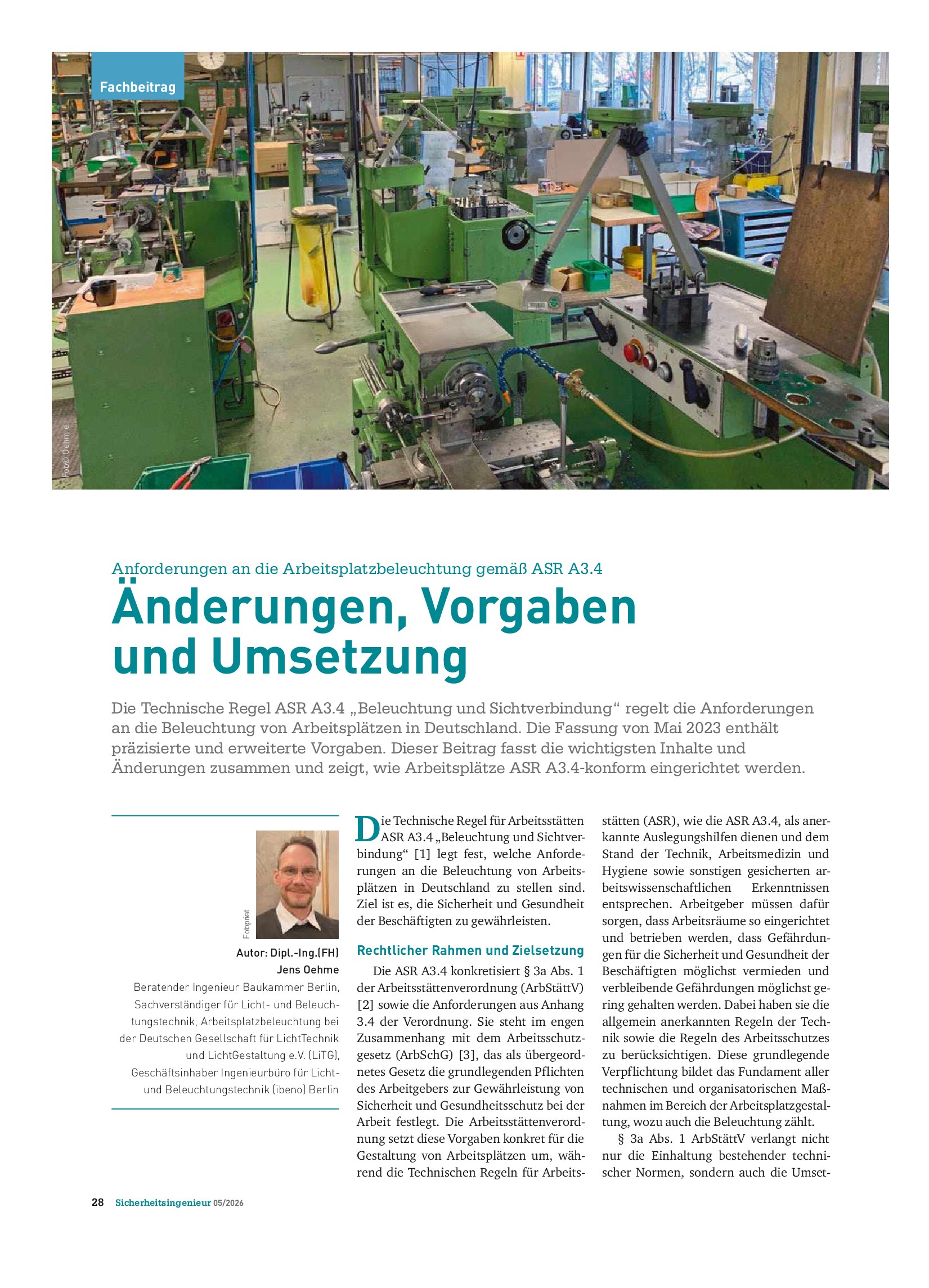 Vorschauseite 1: Anforderungen an die Arbeitsplatzbeleuchtung gemäß ASR A3.4. Änderungen, Vorgaben und Umsetzung