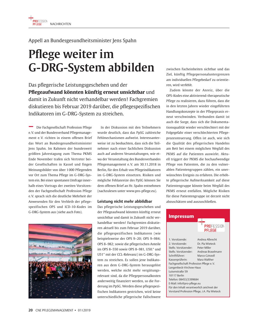 Vorschauseite 1: Pflege weiter im G-DRG-System abbilden