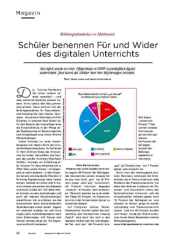 Vorschauseite 1: Schüler benennen Für und Wider des digitalen Unterrichts.