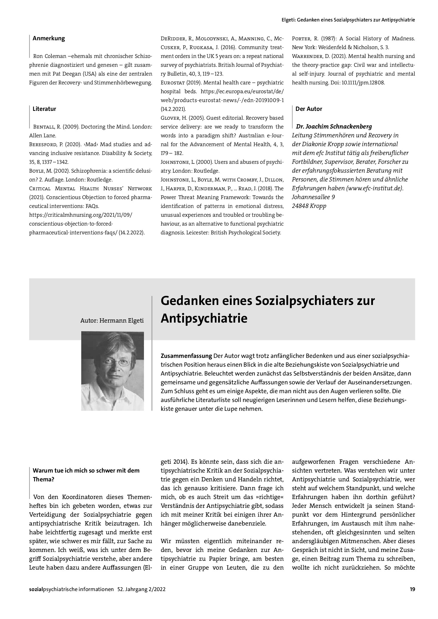 Vorschauseite 5: Der Blick über den Graben: Das Vereinigte Königreich und die Psychiatrie