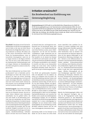 Vorschauseite 1: Irritation erwünscht? Ein Briefwechsel zur Einführung von Genesungsbegleitung