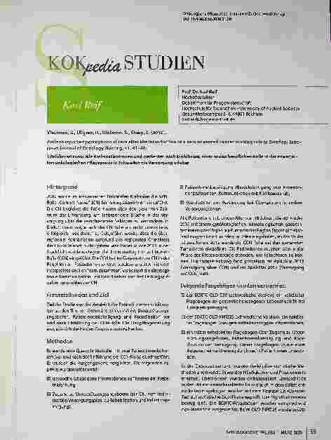 Vorschauseite 1: Titelübersetzung: Wie Krebspatientinnen und -patienten nach Einführung einer neuen beruflichen Rolle in der erweiterten onkologischen Pflegepraxis in Schweden die Versorgung erleb…