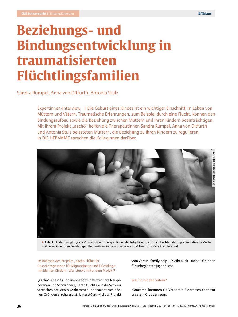 Vorschauseite 1: Beziehungsund Bindungsentwicklung in traumatisierten Flüchtlingsfamilien