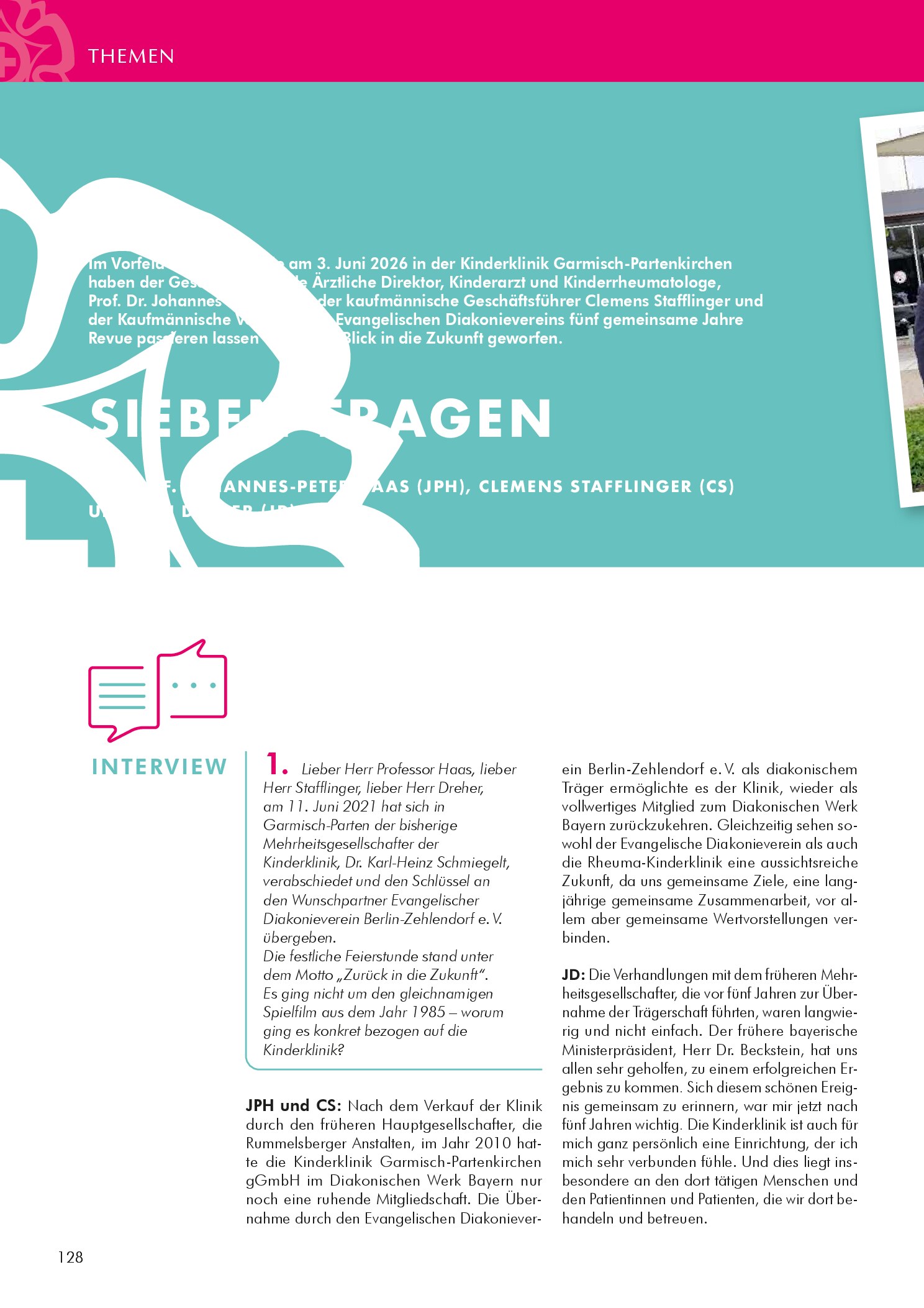 Vorschauseite 1: Sieben Fragen an Prof. Johannes-Peter Haas, Clemens Stafflinger und Jan Dreher
