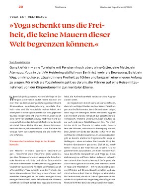 Vorschauseite 1: »Yoga schenkt uns die Freiheit, die keine Mauern dieser Welt begrenzen können. «