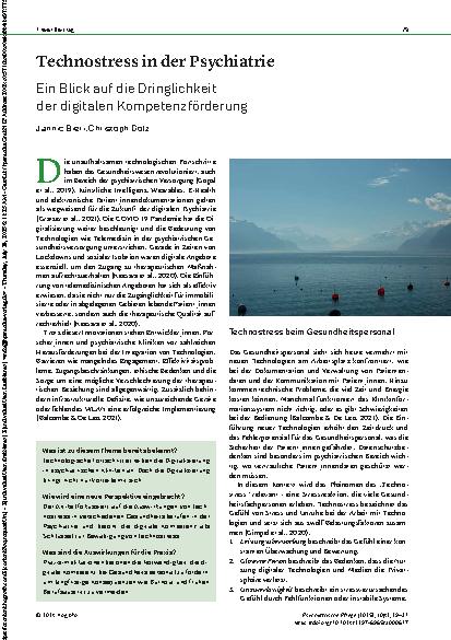 Vorschauseite 1: Technostress in der Psychiatrie Ein Blick auf die Dringlichkeit der digitalen Kompetenzförderung
