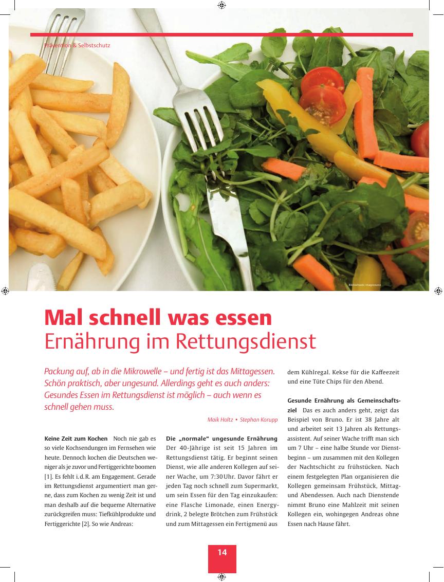 Vorschauseite 1: Mal schnell was essen ? Ernährung im Rettungsdienst