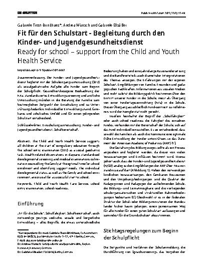 Vorschauseite 1: Fit für den Schulstart - Begleitung durch den Kinderund Jugendgesundheitsdienst