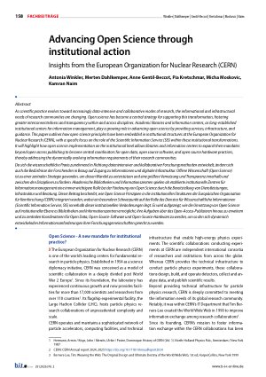 Vorschauseite 1: Advancing Open Science through institutional action Insights from the European Organization for Nuclear Research (CERN)