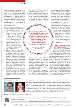 Vorschauseite 3: Stärkt die Berufsidentität Das ergotherapeutische Handwerk „Betätigung