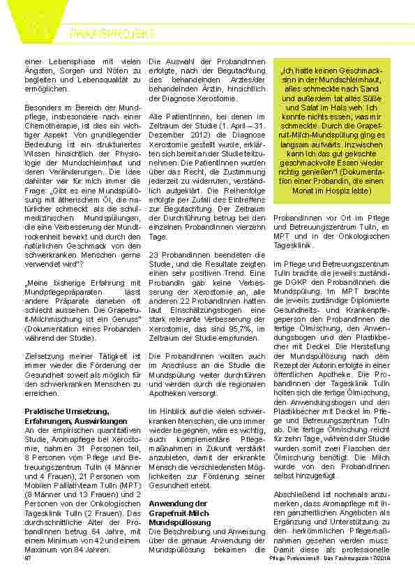 Vorschauseite 3: Praxisprojekt - Aromapflege bei Xerostomie