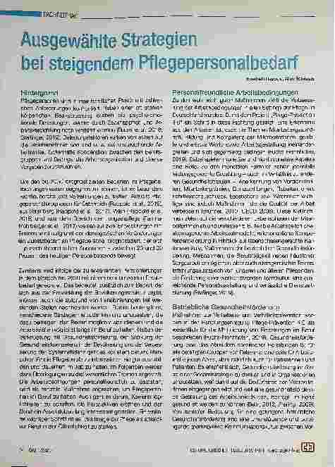 Vorschauseite 1: Ausgewählte Strategien bei steigendem Pflegepersonalbedarf