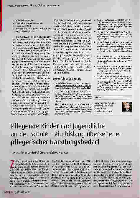 Vorschauseite 1: Pflegende Kinder und Jugendliche an der Schule - ein bislang übersehener pflegerischer Handlungsbedarf