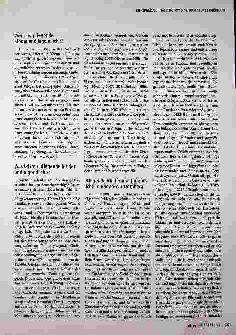 Vorschauseite 2: Pflegende Kinder und Jugendliche an der Schule - ein bislang übersehener pflegerischer Handlungsbedarf