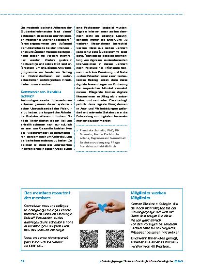 Vorschauseite 2: Helfen digitale Interventionen, die körperliche Aktivität bei Krebsbetroffenen zu fördern?