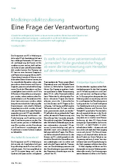 Vorschauseite 1: Medizinproduktezulassung - Eine Frage der Verantwortung