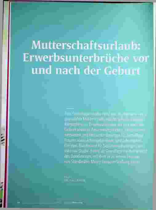 Vorschauseite 1: Mutterschaftsurlaub: Erwerbsunterbrechungen vor und nach der Geburt