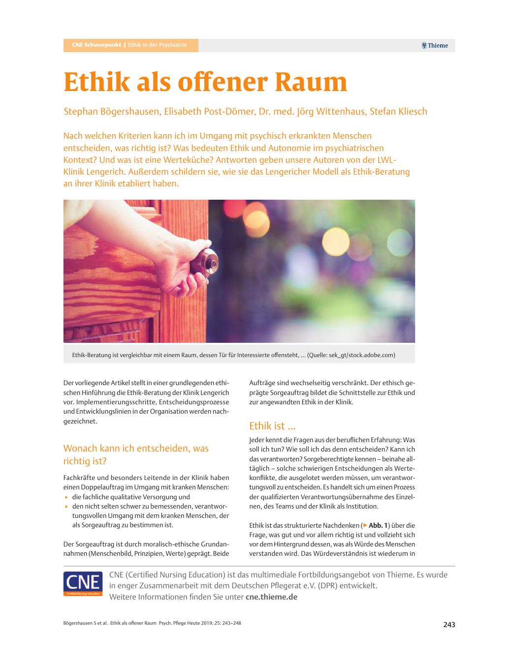 Vorschauseite 1: Ethik als offener Raum