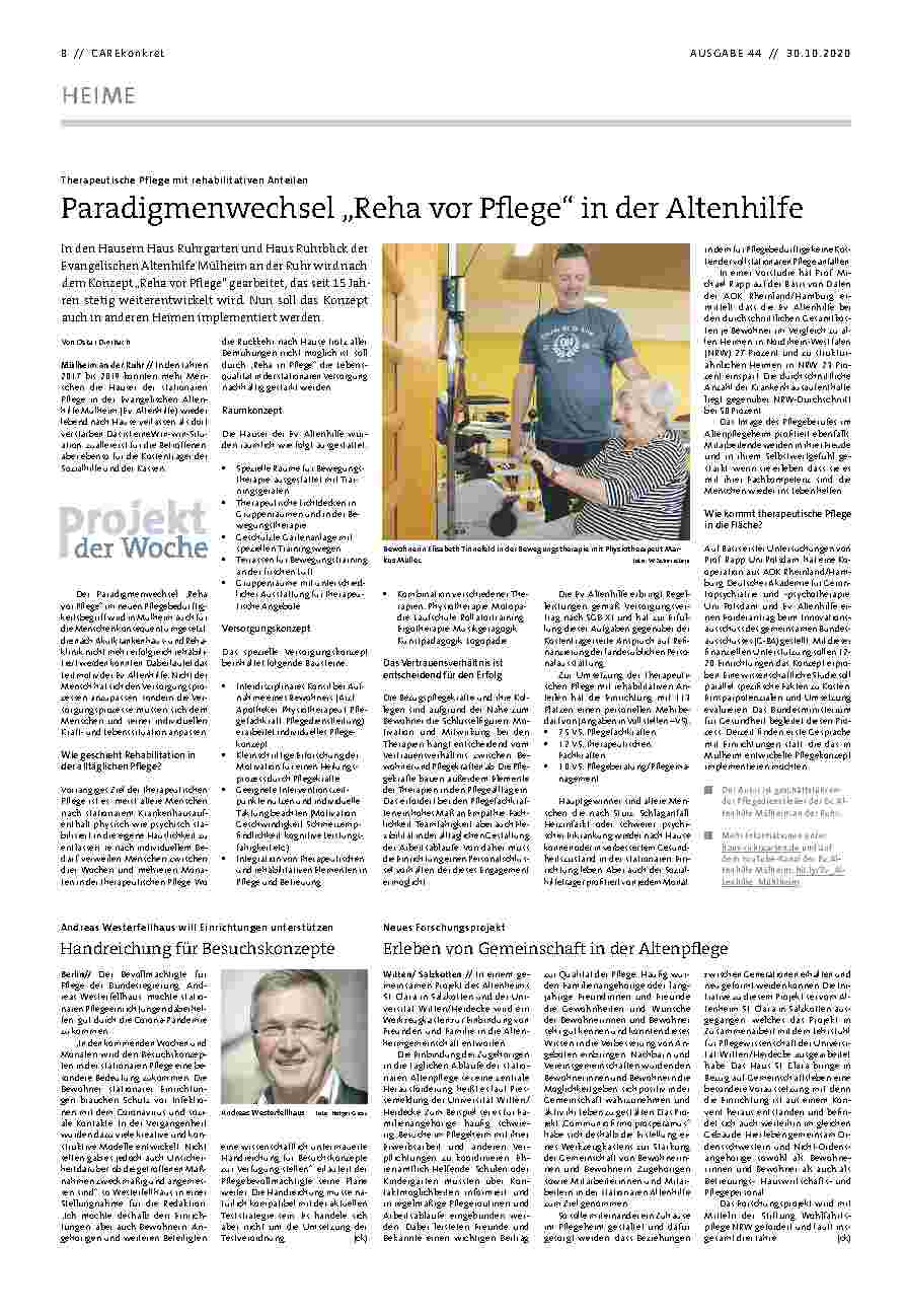 Vorschauseite 1: Paradigmenwechsel „Reha vor Pflege“ in der Altenhilfe
