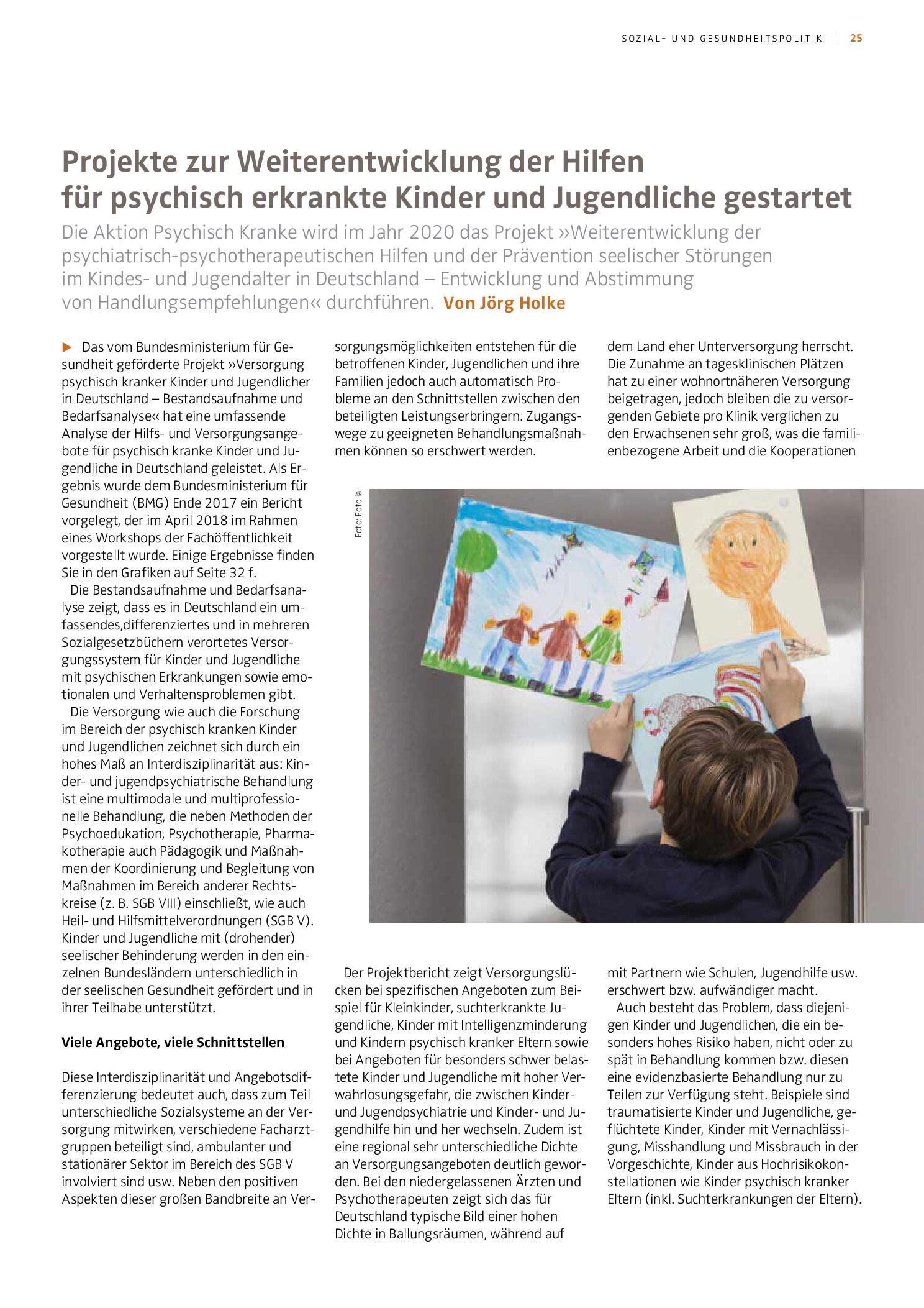 Vorschauseite 1: Projekte zur Weiterentwicklung der Hilfen für psychisch erkrankte Kinder und Jugendliche gestartet