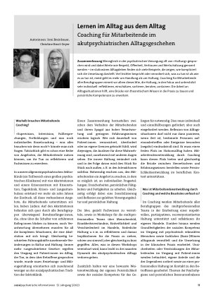 Vorschauseite 1: Lernen im Alltag aus dem Alltag. Coaching für Mitarbeitende im akutpsychiatrischen Alltagsgeschehen
