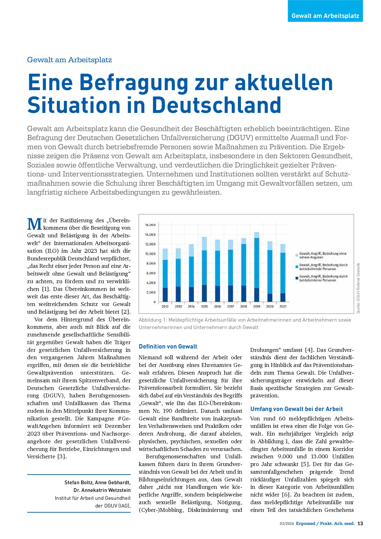 Vorschauseite 1: Gewalt am Arbeitsplatz. Eine Befragung zur aktuellen Situation in Deutschland