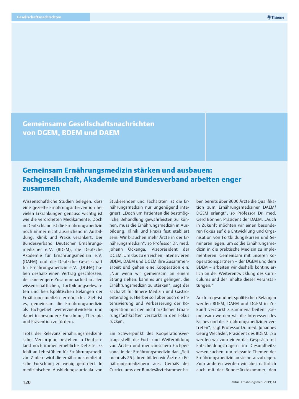 Vorschauseite 1: Gemeinsame Gesellschaftsnachrichten von DGEM, BDEM und DAEM