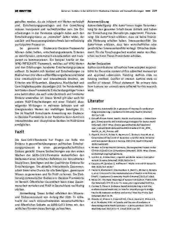 Vorschauseite 4: Evidenz in der SARS-CoV-2-Pandemie: Chancen und Herausforderungen