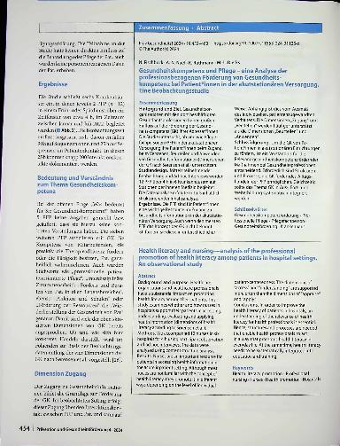 Vorschauseite 3: Gesundheitskompetenz und Pflege - eine Analyse der professionsbezogenen Förderung von Gesundheitskompetenz bei Patientinnen in der akutstationären Versorgung