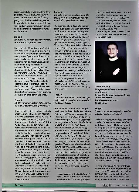 Vorschauseite 2: Was darf der Patient mit dem Stoma körperlich tun und warum glaube ich, dass es richtig ist. ..