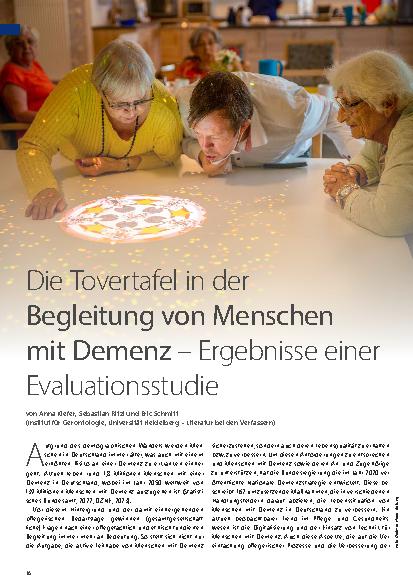 Vorschauseite 1: Die Tovertafel in der Begleitung von Menschen mit Demenz – Ergebnisse einer Evaluationsstudie