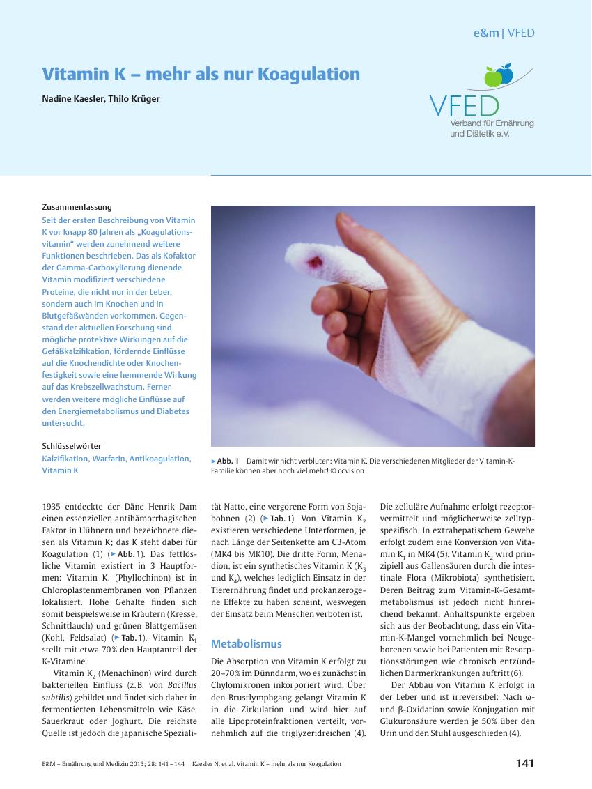Vorschauseite 1: Vitamin K – mehr als nur Koagulation
