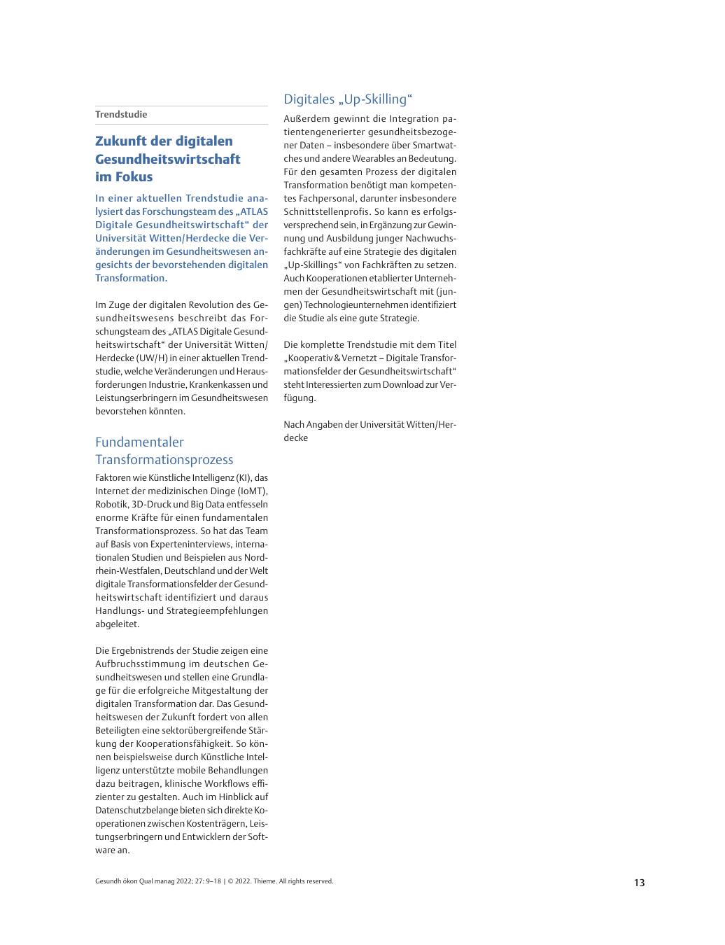 Vorschauseite 1: Trendstudie – Zukunft der digitalen Gesundheitswirtschaft im Fokus