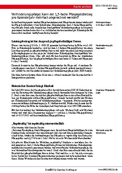 Vorschauseite 2: Beraterbrief Pflege Heft 7-2025