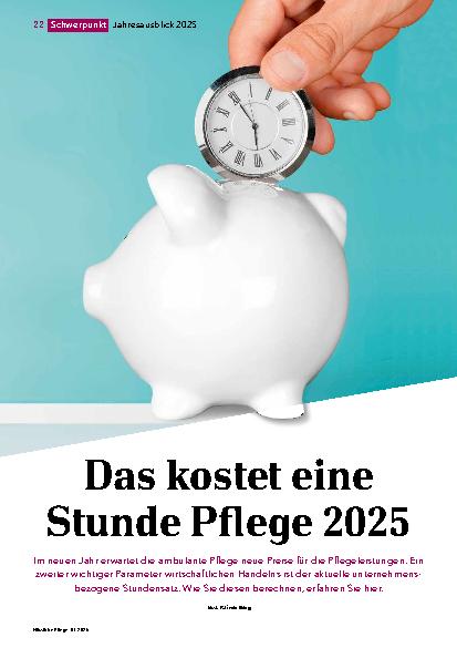Vorschauseite 1: Das kostet eine Stunde Pflege 2025.