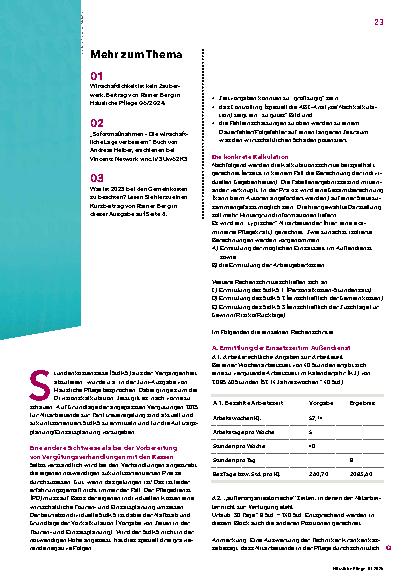 Vorschauseite 2: Das kostet eine Stunde Pflege 2025.